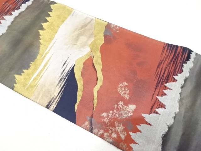 JAPANESE KIMONO / ANTIQUE FUKURO OBI / SILK / WOVEN TREES